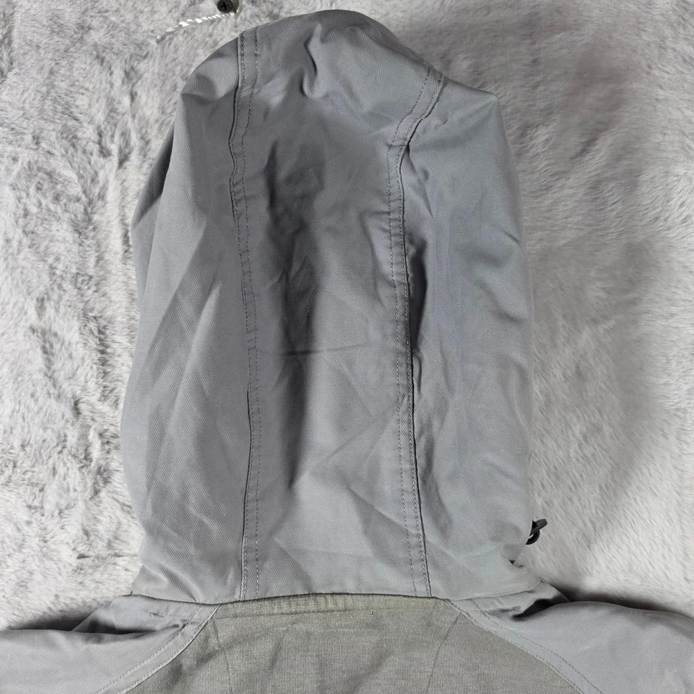 Banana Republic Mixed Media Jacket‎ Mens Small Grey Hooded Full Zip Utility